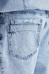 Denim Panelled Short - Light Blue