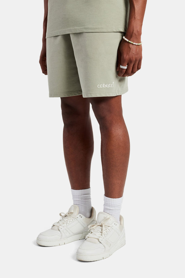 Logo Embroidered Jersey Short - Sage