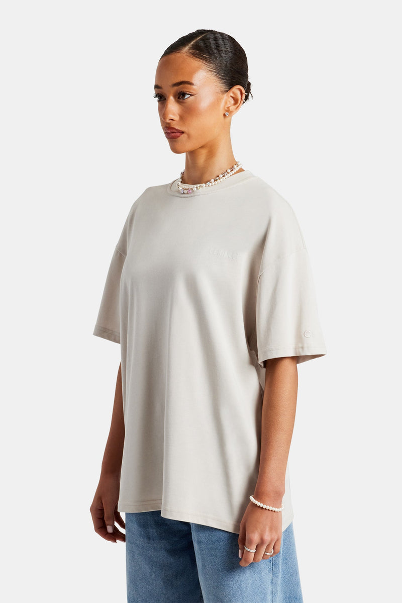 Womens Parasio Hills Text Oversized T-Shirt - Stone