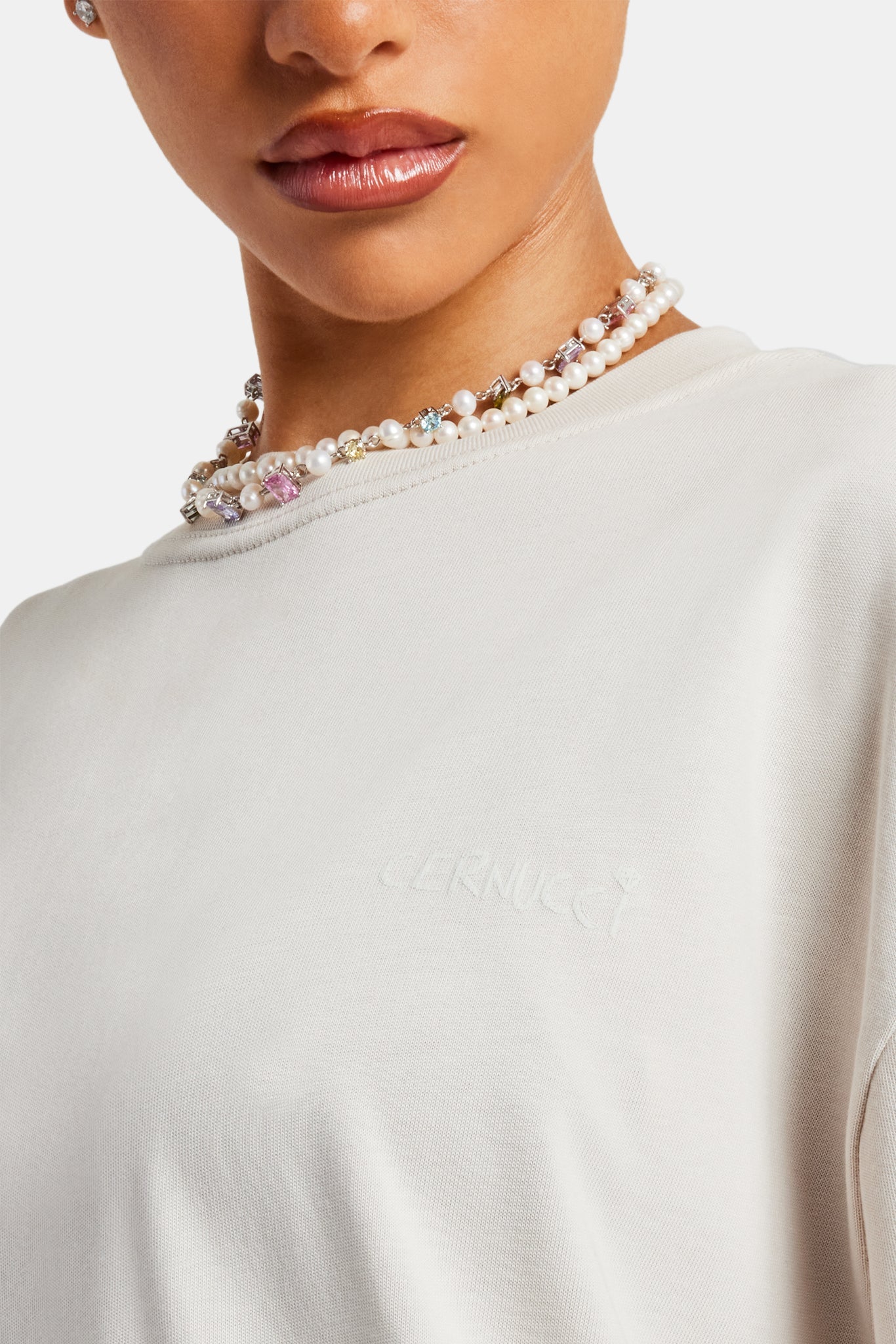 Womens Parasio Hills Text Oversized T-Shirt - Stone