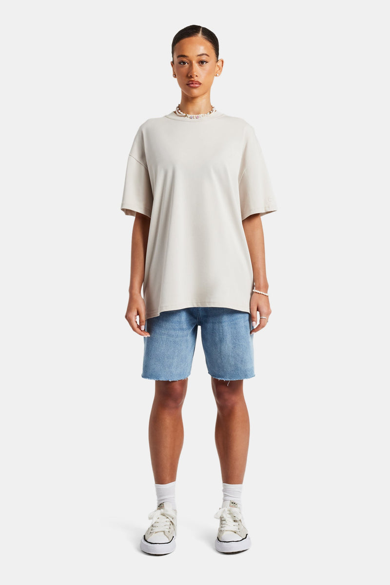 Womens Parasio Hills Text Oversized T-Shirt - Stone