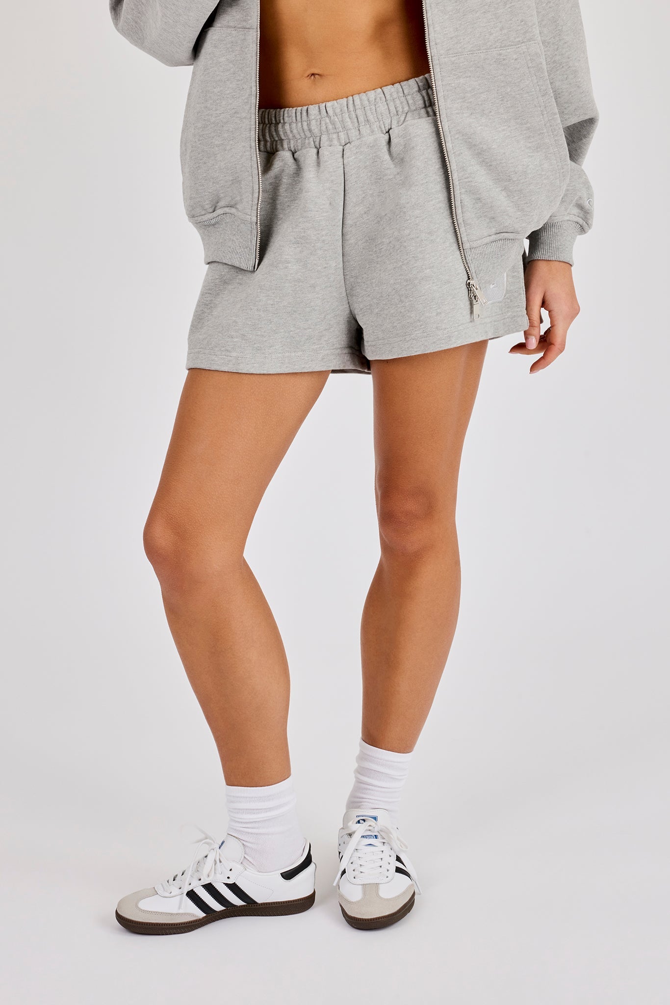 Embroidered C Short - Grey Marl