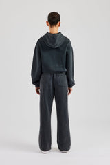 Womens Acid Wash Boxy Tracksuit - Charcoal