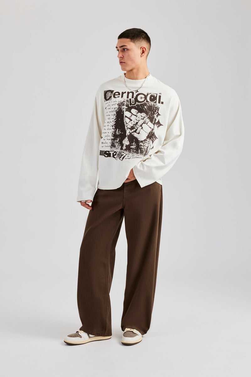 Boxy Long Sleeve T-Shirt - Off White