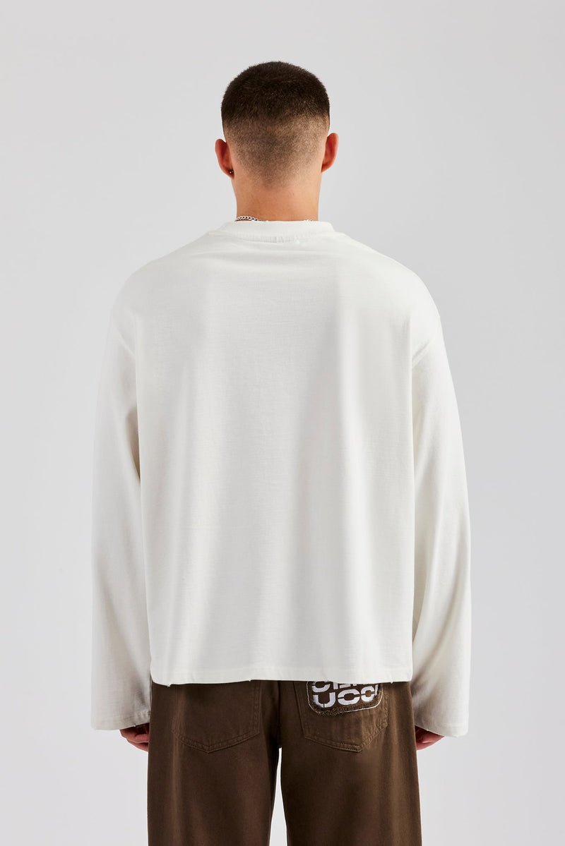 Boxy Long Sleeve T-Shirt - Off White