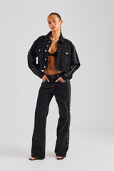 Stud Flare Jean - Washed Black