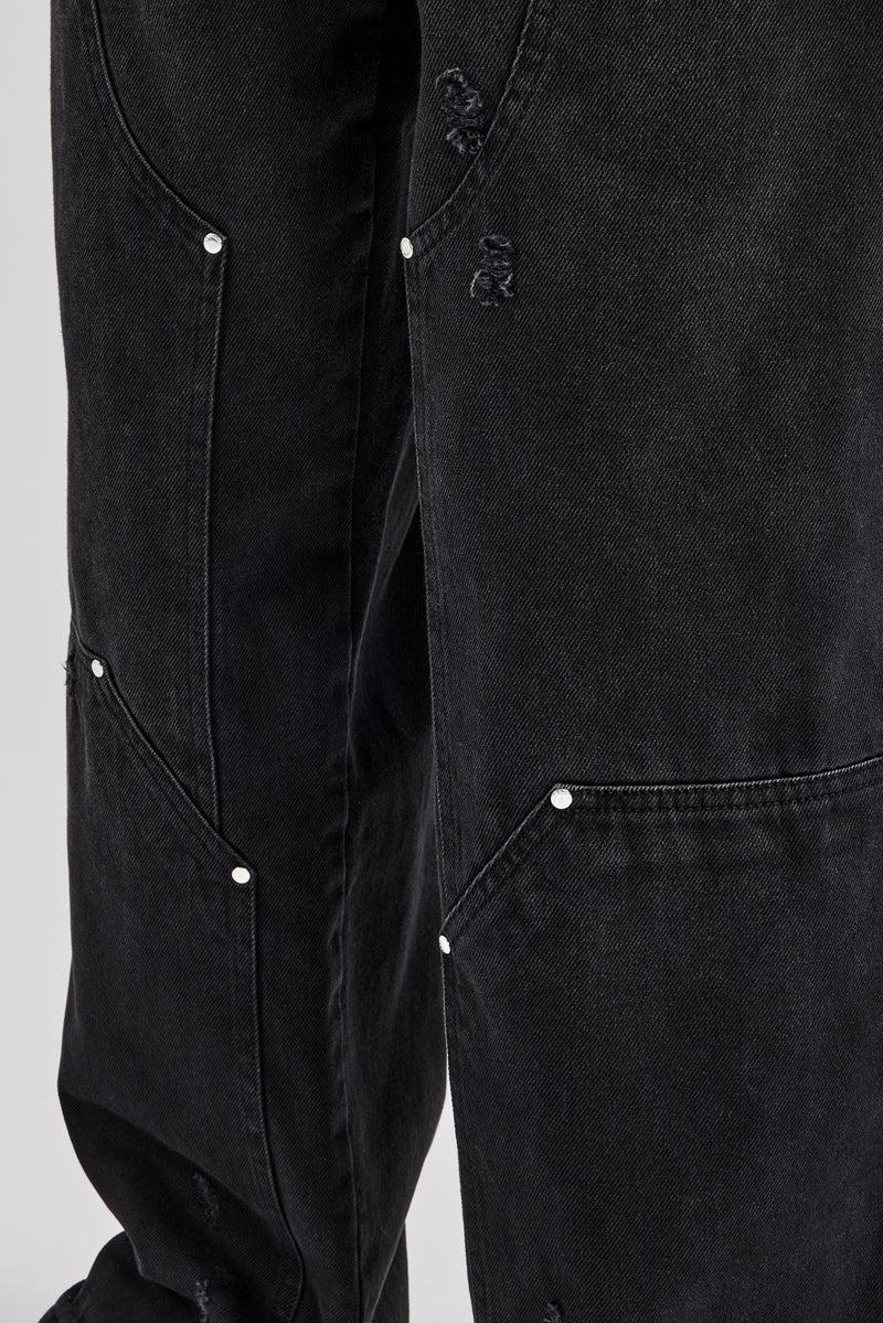 Oversized Carpenter Denim Jacket & Baggy Jean - Washed Black