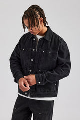 Oversized Carpenter Denim Jacket & Baggy Jean - Washed Black