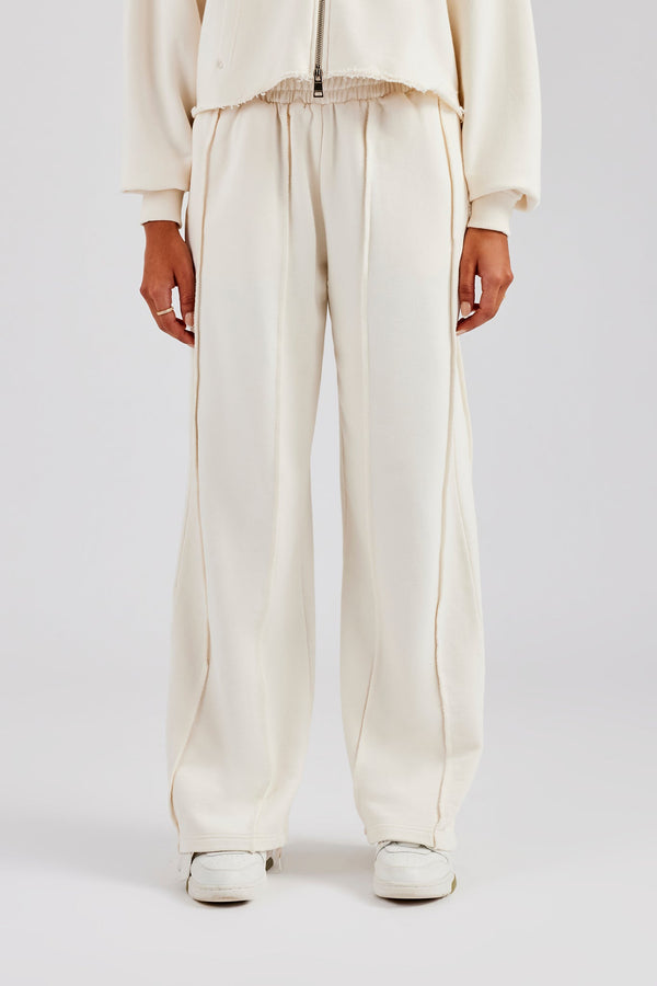 Raw Edge Waistband Jogger - Off White