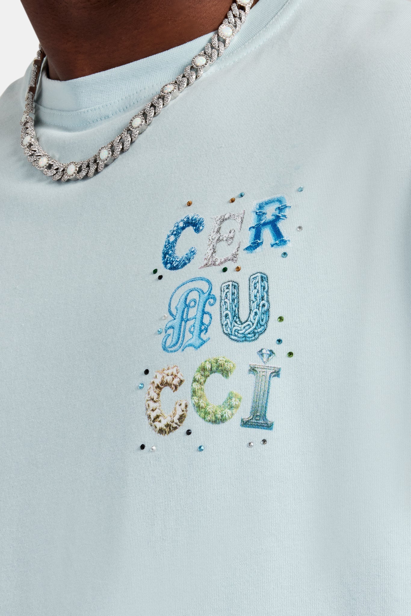 *p(R)ojectR® Rhinestone Logo LS Tee 白XL Sparkle Logo Rhinestone Layered LS Tee | *p(R)ojectR® | VERTICAL