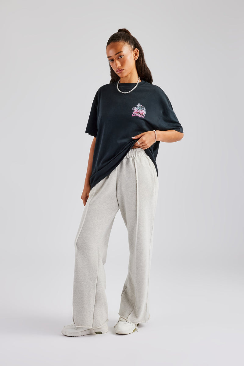 Acid Wash Diamond Cherry Oversized T-Shirt