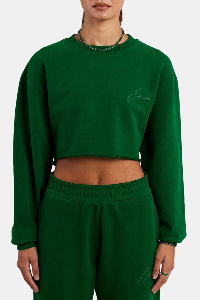 Cernucci Crop Sweatshirt - Dark Green