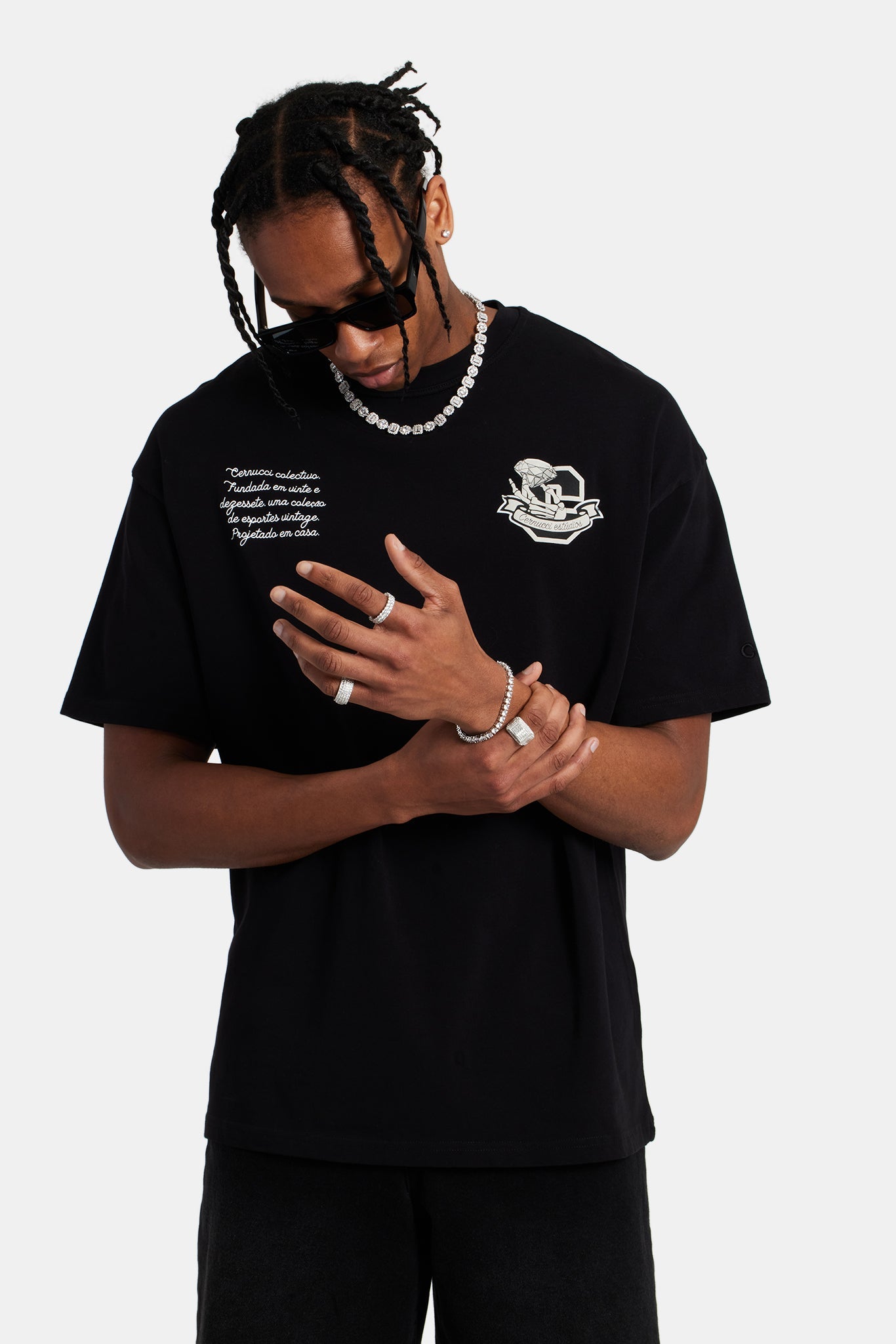 C Diamond Oversized T-Shirt - Black | Mens Tees & Vests | Shop T
