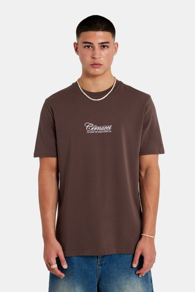 Residence Club Embroidered T-Shirt - Chocolate