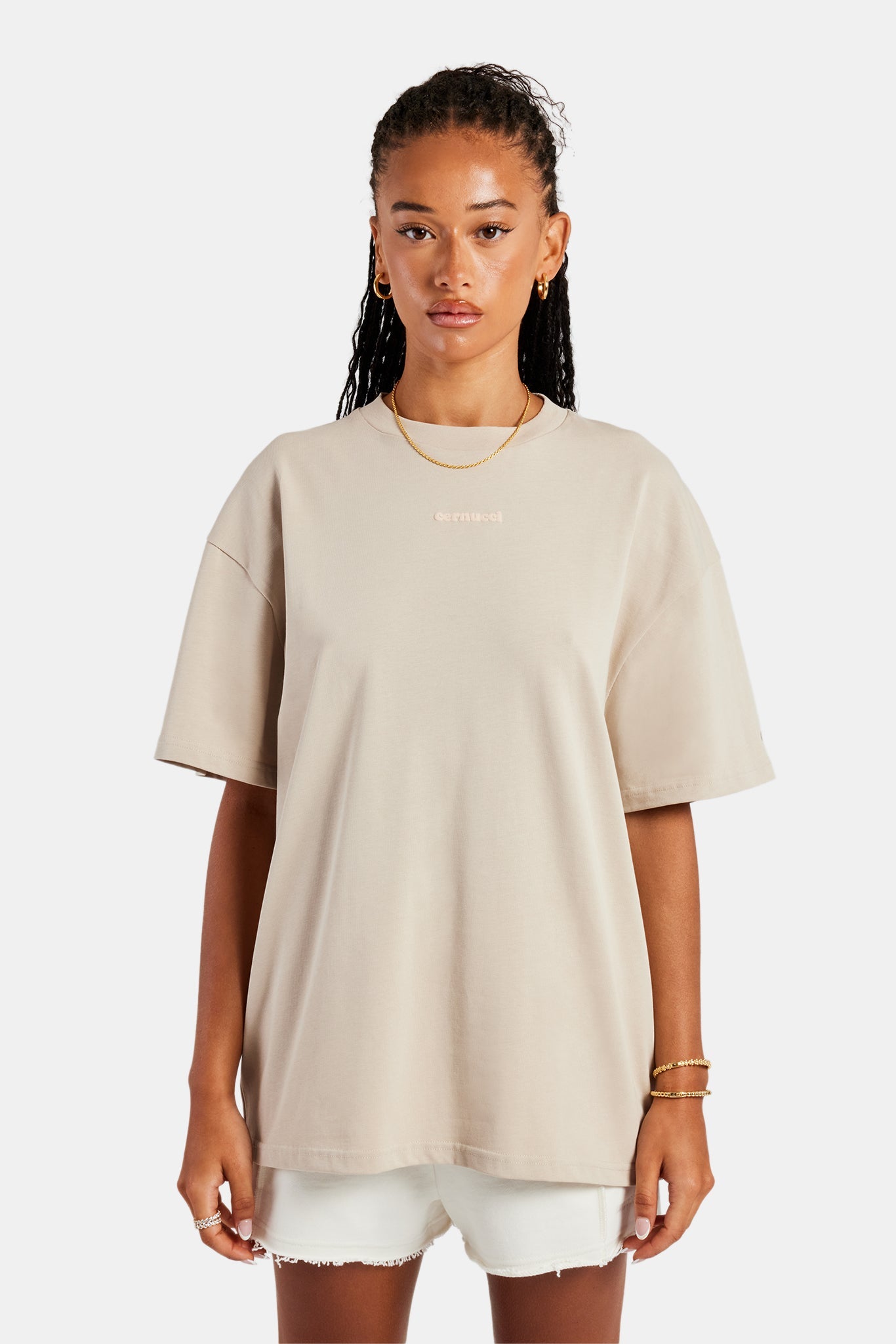 Cernucci Tonal Oversized T-Shirt - Stone | Womens Tees & Vests