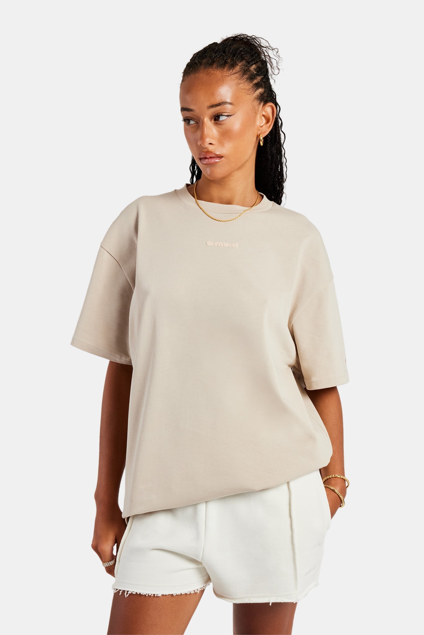 Cernucci Tonal Oversized T-Shirt - Stone | Womens Tees & Vests