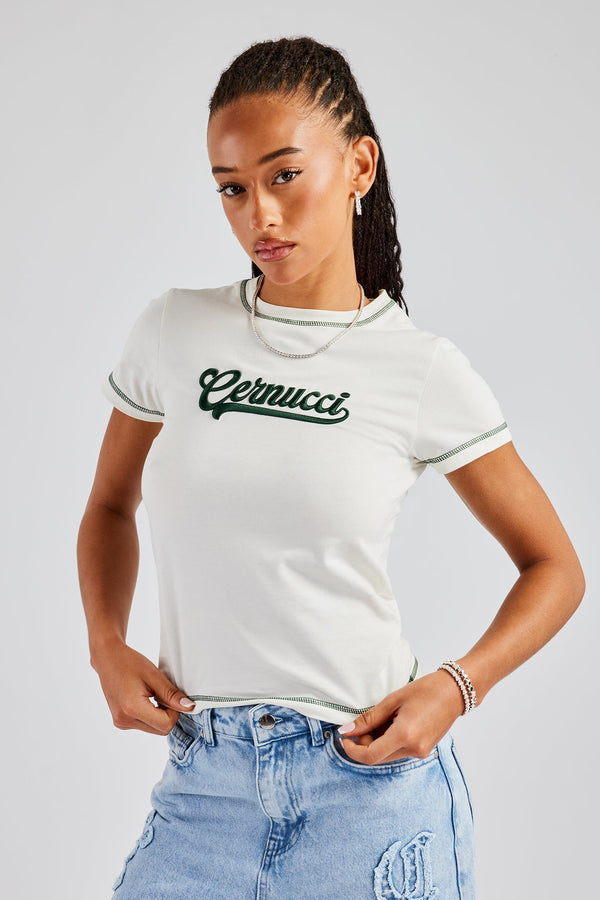 Script Contrast Stitch Baby Tee