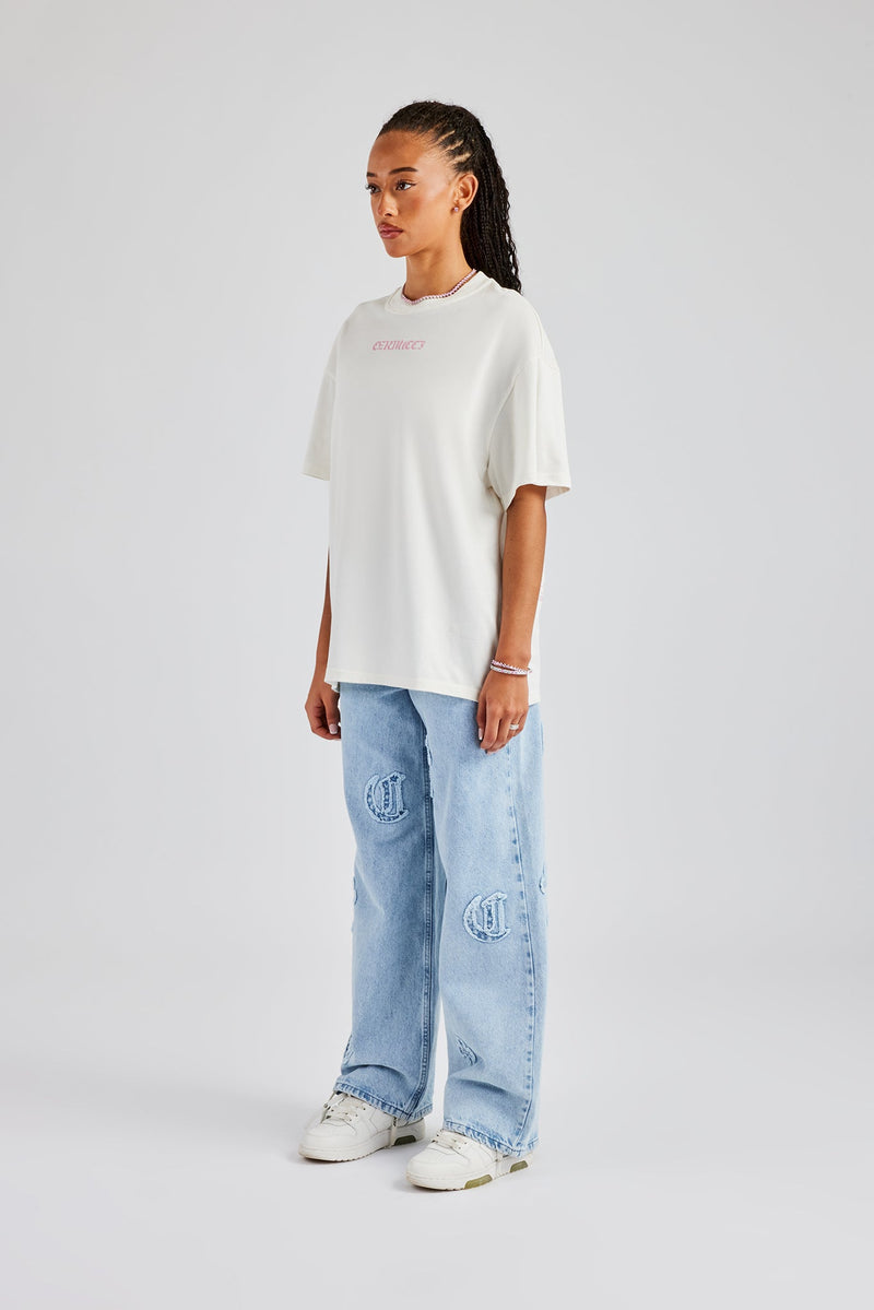 Oversized Back Print T-Shirt - Off White