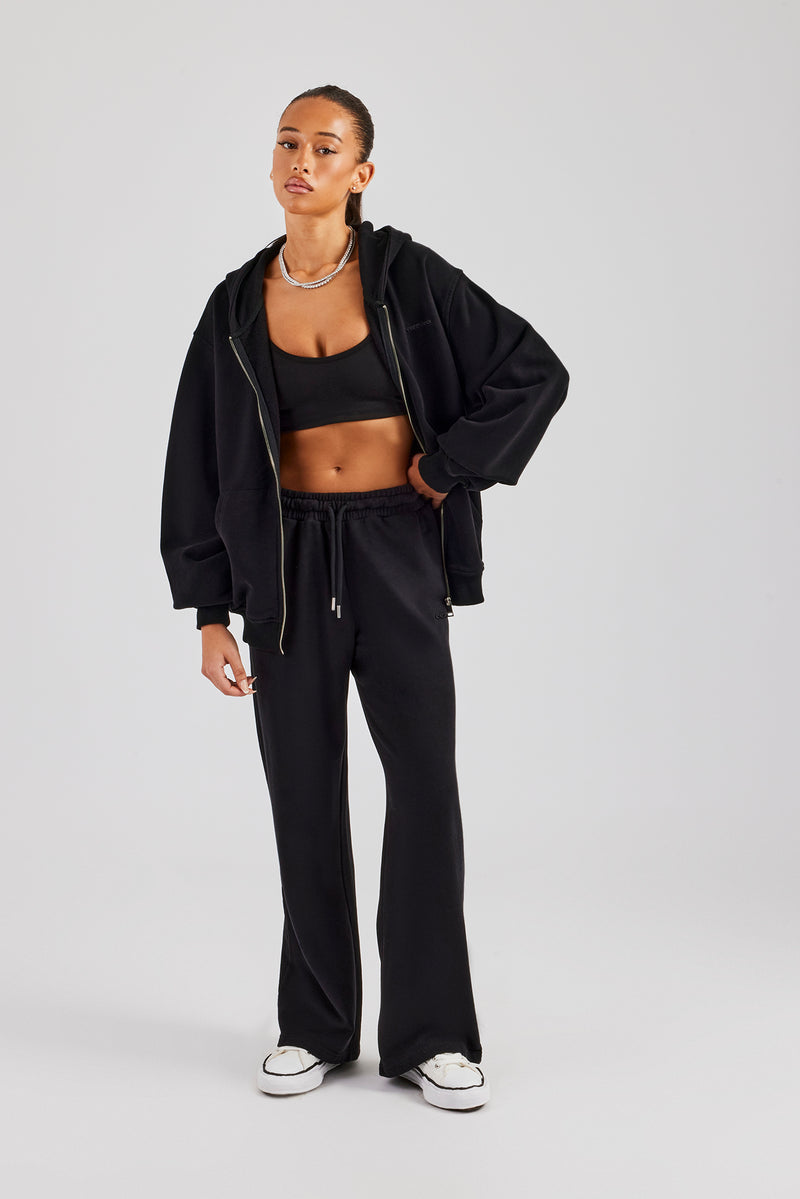 Ladies Wide Leg Jogger - Black