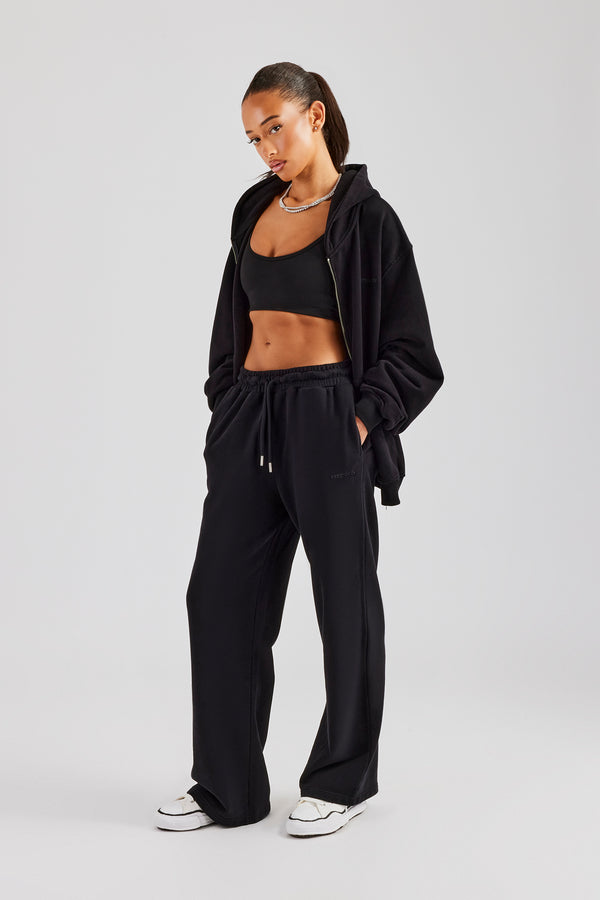 Ladies Wide Leg Jogger - Black