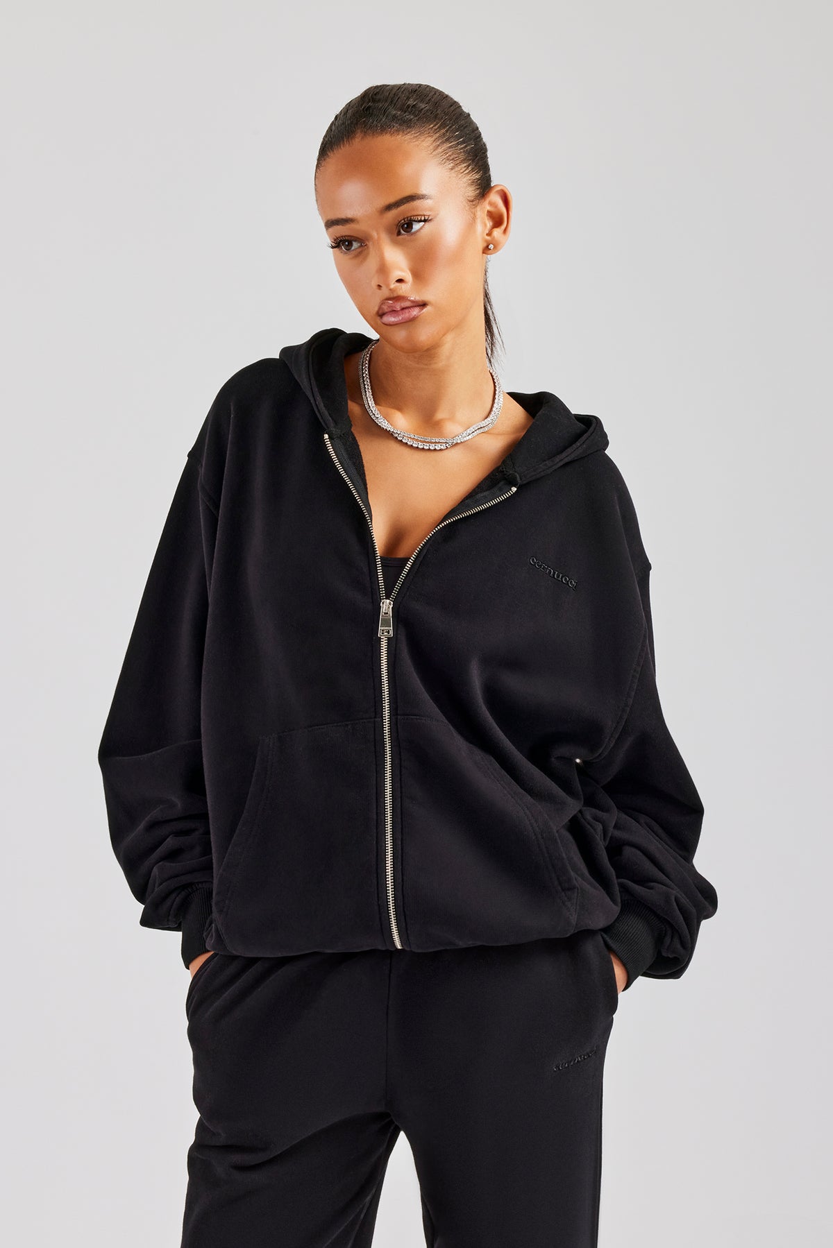 Oversized Zip Hoodie - Black – Cernucci US