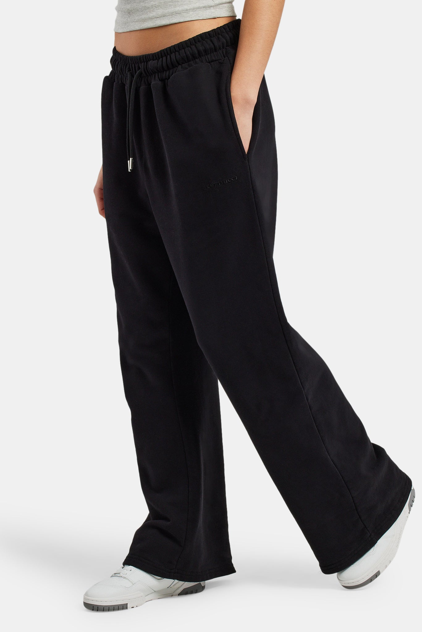 Womens Distressed Applique Tracksuit - Black