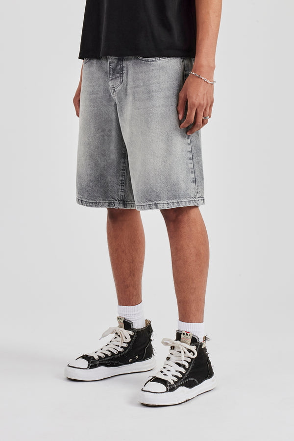 Denim Bermuda Jorts - Washed Grey