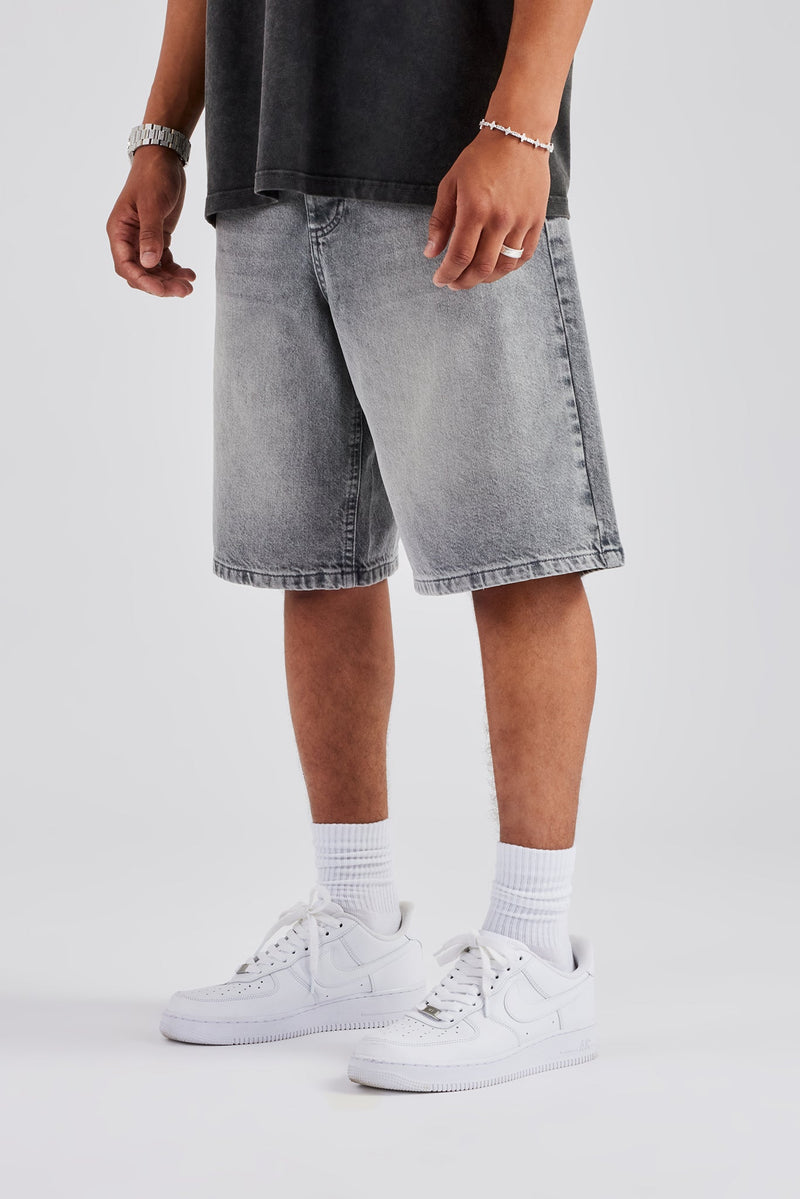 Denim Bermuda Jorts - Washed Grey