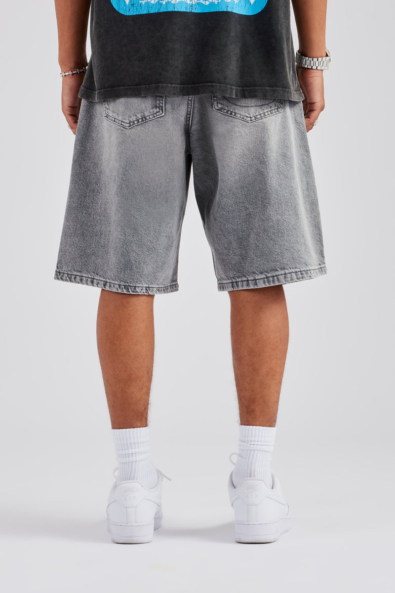 Denim Bermuda Jorts - Washed Grey