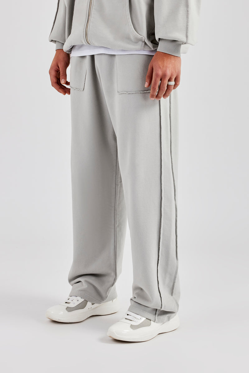 Exposed Seam Straight Leg Jogger - Ash Grey