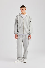 Exposed Seam Straight Leg Jogger - Ash Grey