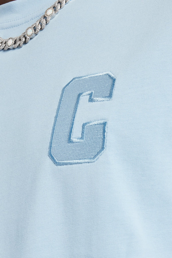 C Embroidered T-Shirt - Light Blue