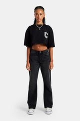 Cernucci Cropped Pearl T-Shirt - Black