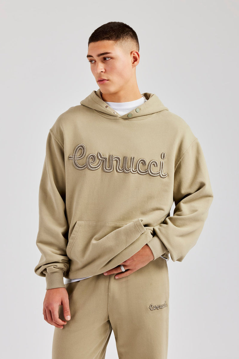 Tonal Oversized Hoodie & Split Hem Jogger - Taupe