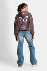 Cherub Print Hoodie - Chocolate