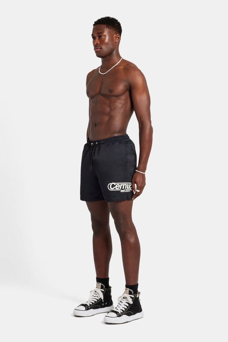 Mens Contrast Swimshort - Black