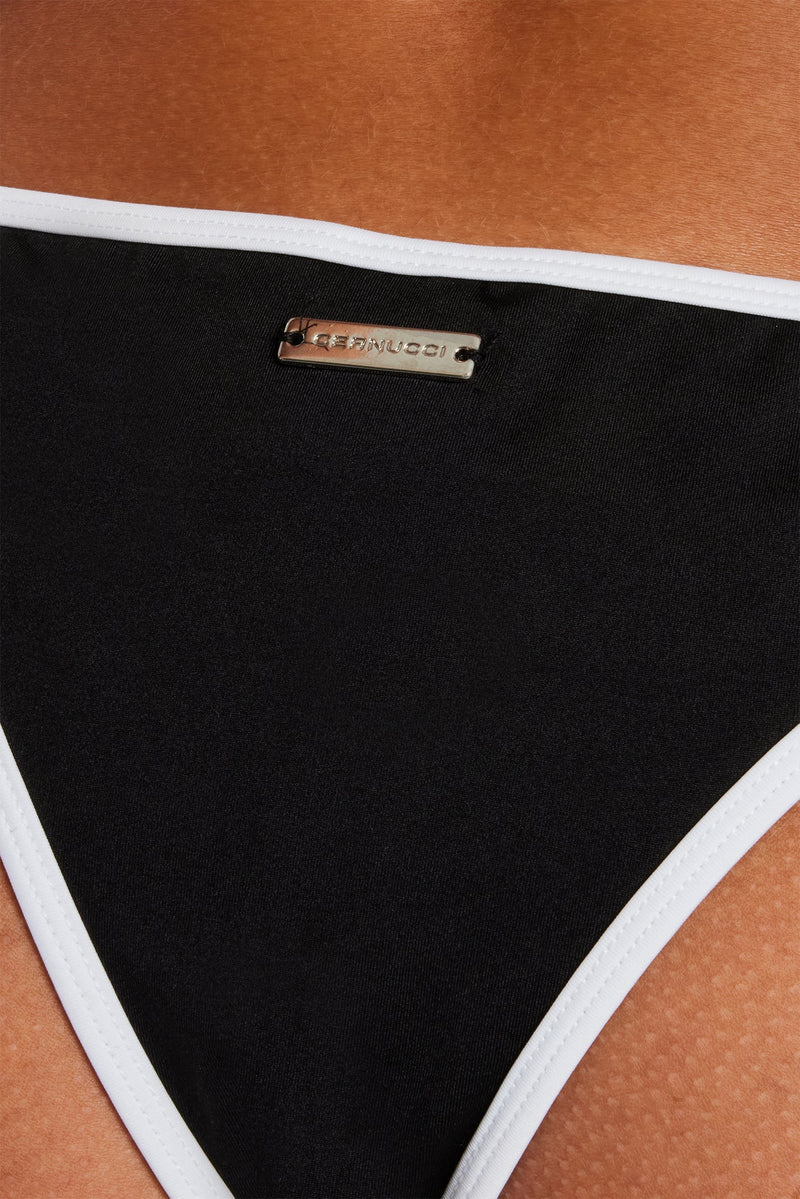 Womens Contrast Bikini Bottoms - Black