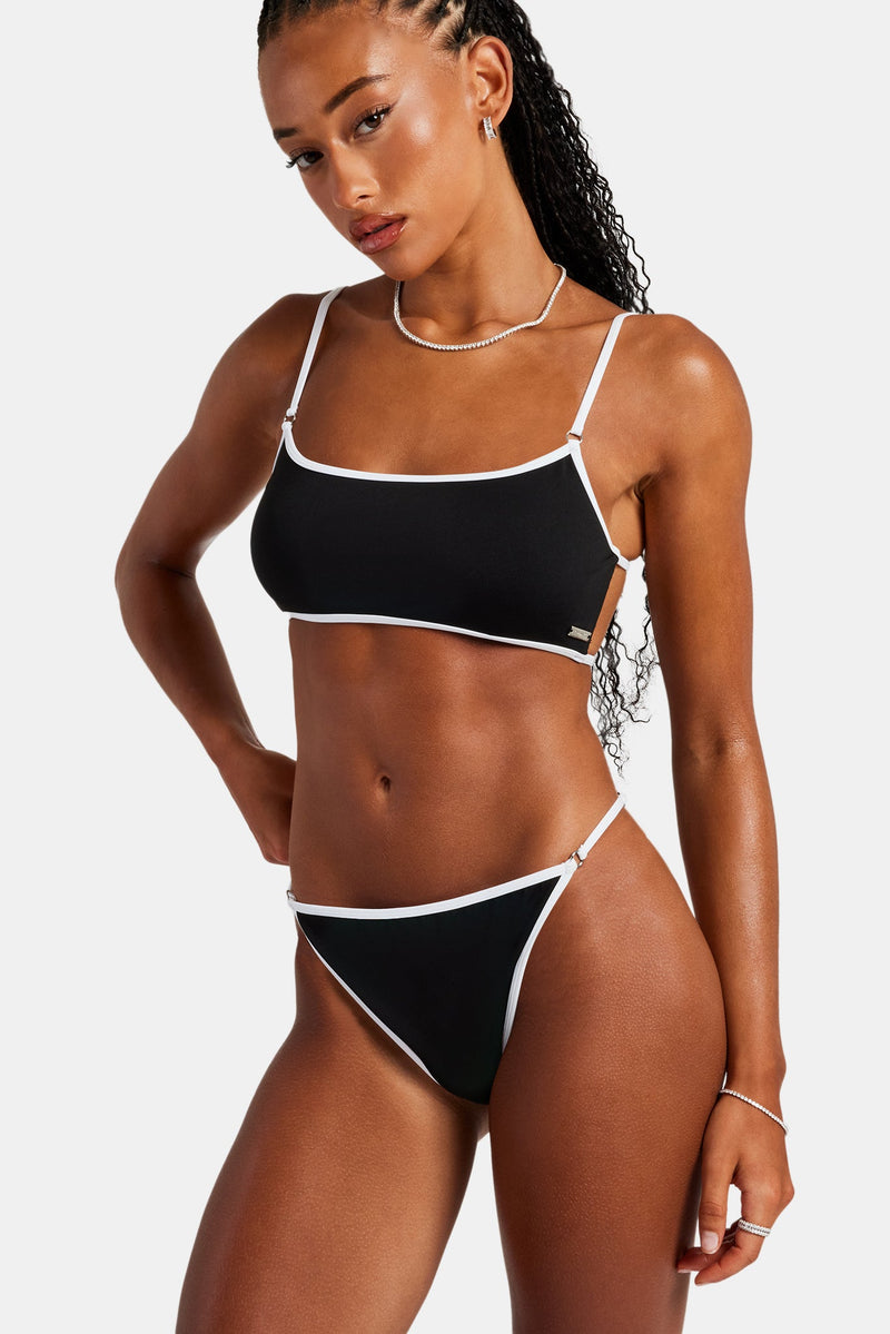 Womens Contrast Bikini Top & Bottoms - Black