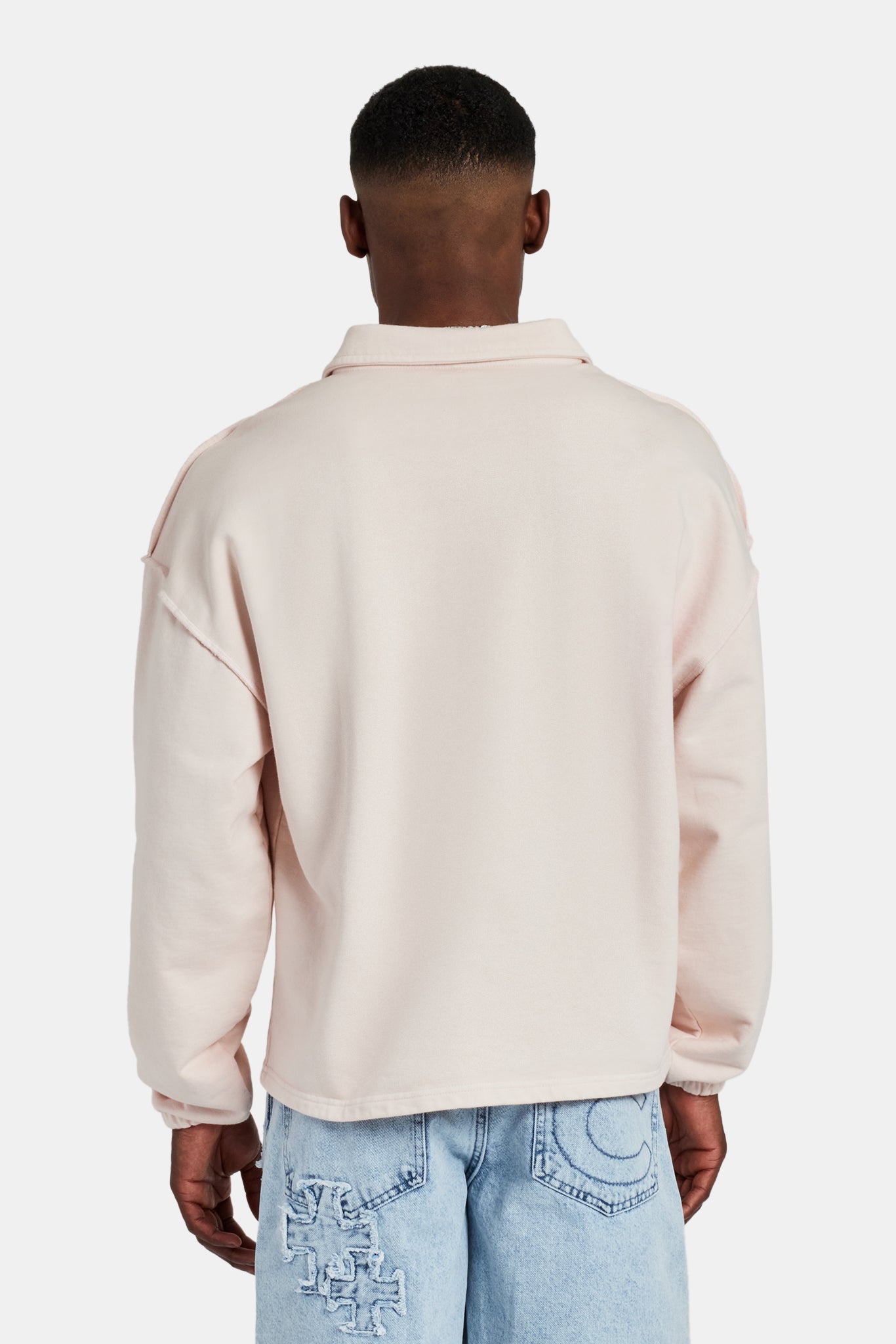 Long Sleeve Collared Sweatshirt - Washed Pink