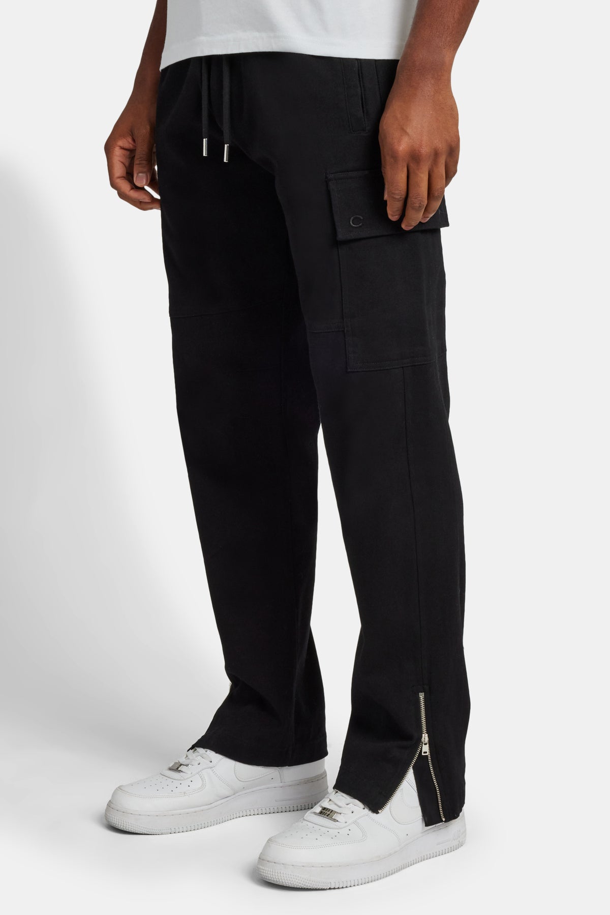 Zip Hem Cargo Trouser - Black | Mens Bottoms | Shop Cargo Trousers 