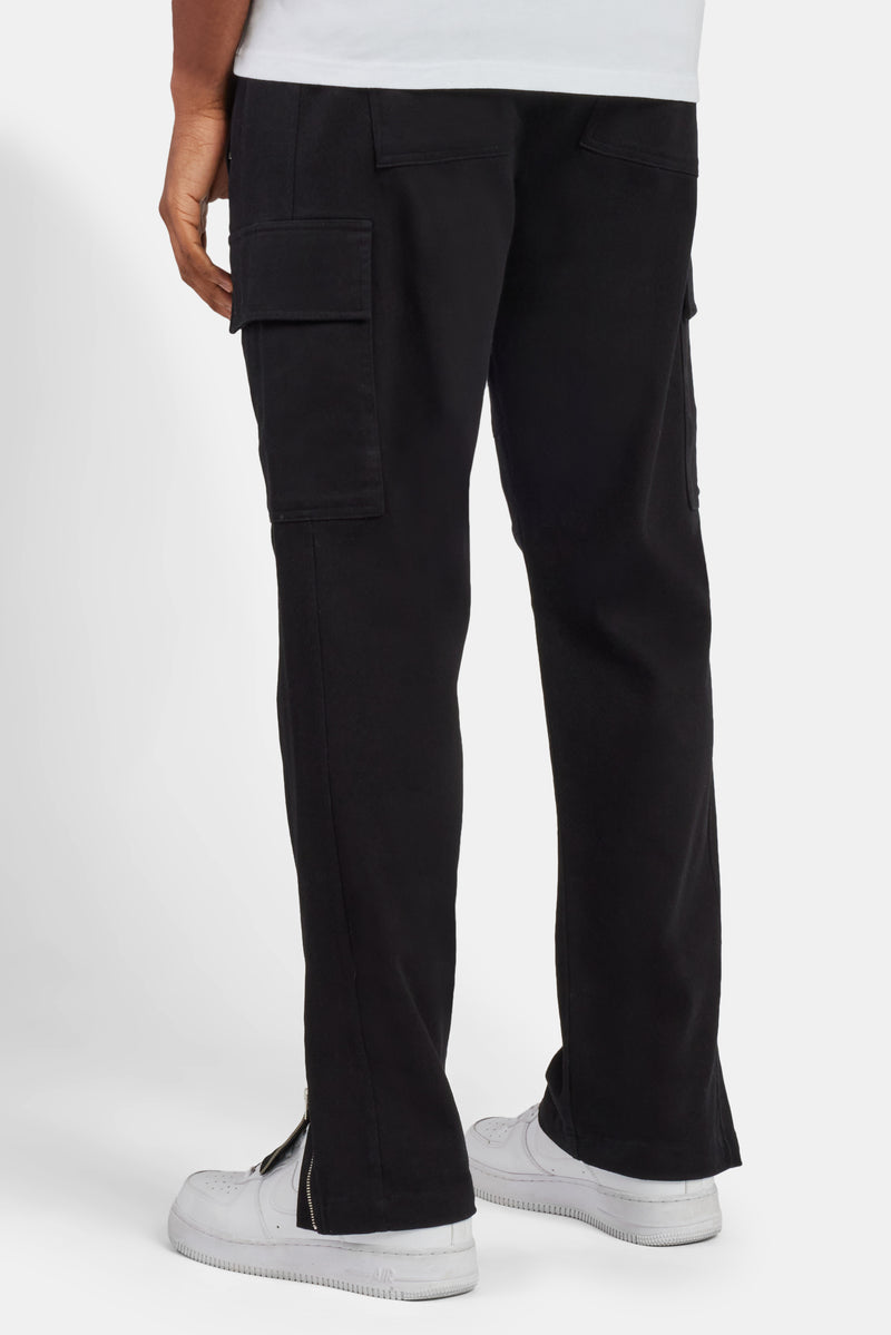 Zip Hem Cargo Trouser - Black