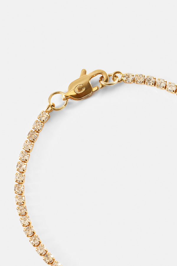 Womens Micro Tennis Bracelet - Gold - 2.5mm