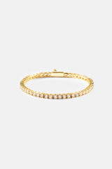 Womens 3mm Tennis Bracelet - Gold