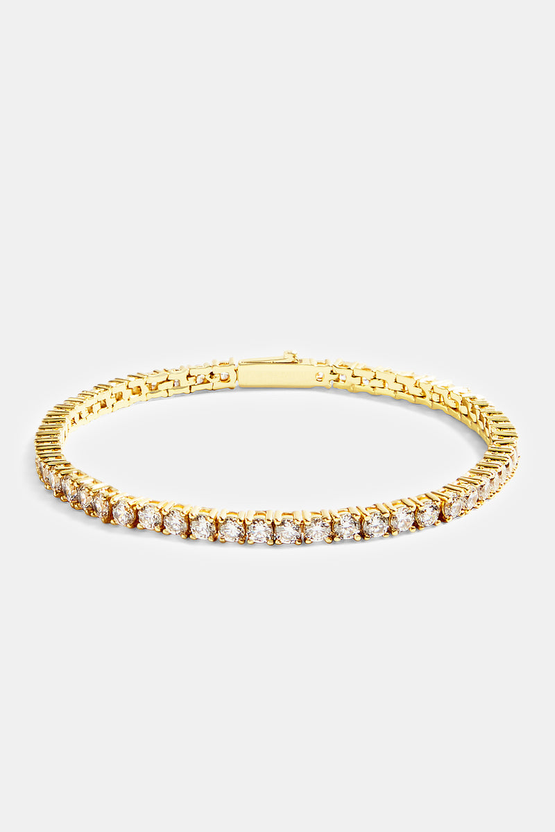 Womens 3mm Tennis Bracelet - Gold