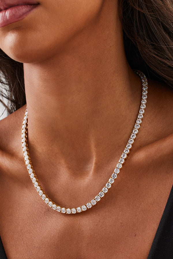 Womens 5mm Tennis Chain - Gold