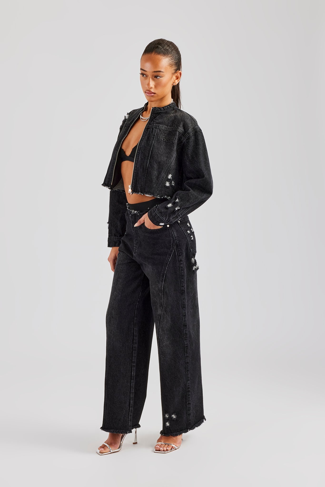 Raw Edge Denim Set - Washed Black – Cernucci US