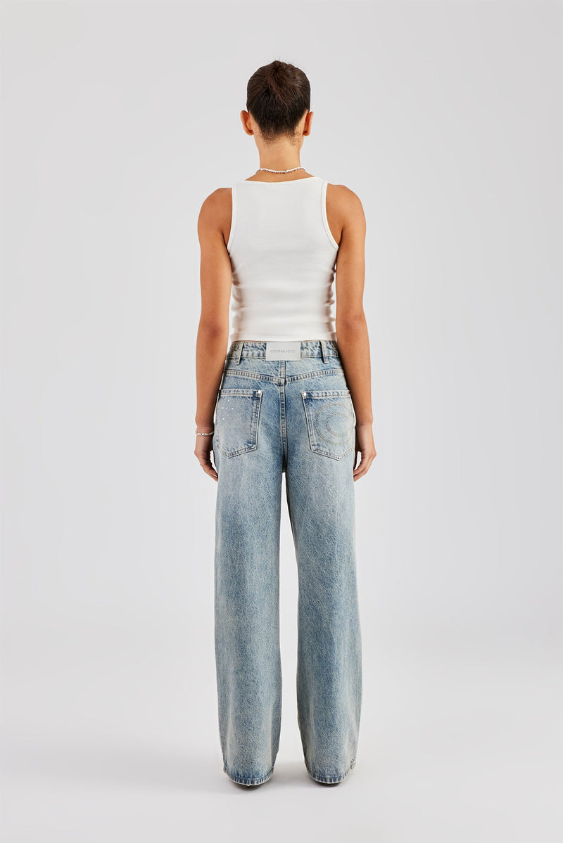 Gemstone Baggy Jean - Antique Wash