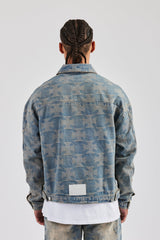 Etched Oversized Denim Jacket - Antique Wash