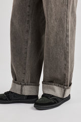 Washed Turn Up Baggy Jean - Washed Grey