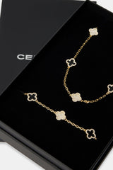 Black and Iced Enamel Chain & Bracelet Gift Set - Gold